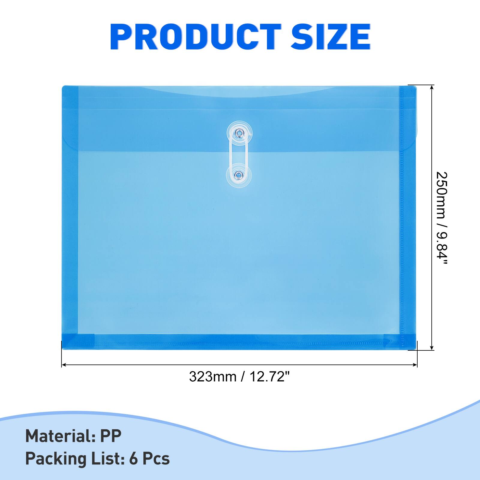 PRODUCT SIZE  
250mm / 9.84"  
323mm / 12.72"  
Material: PP  
Packing List: 6 Pcs