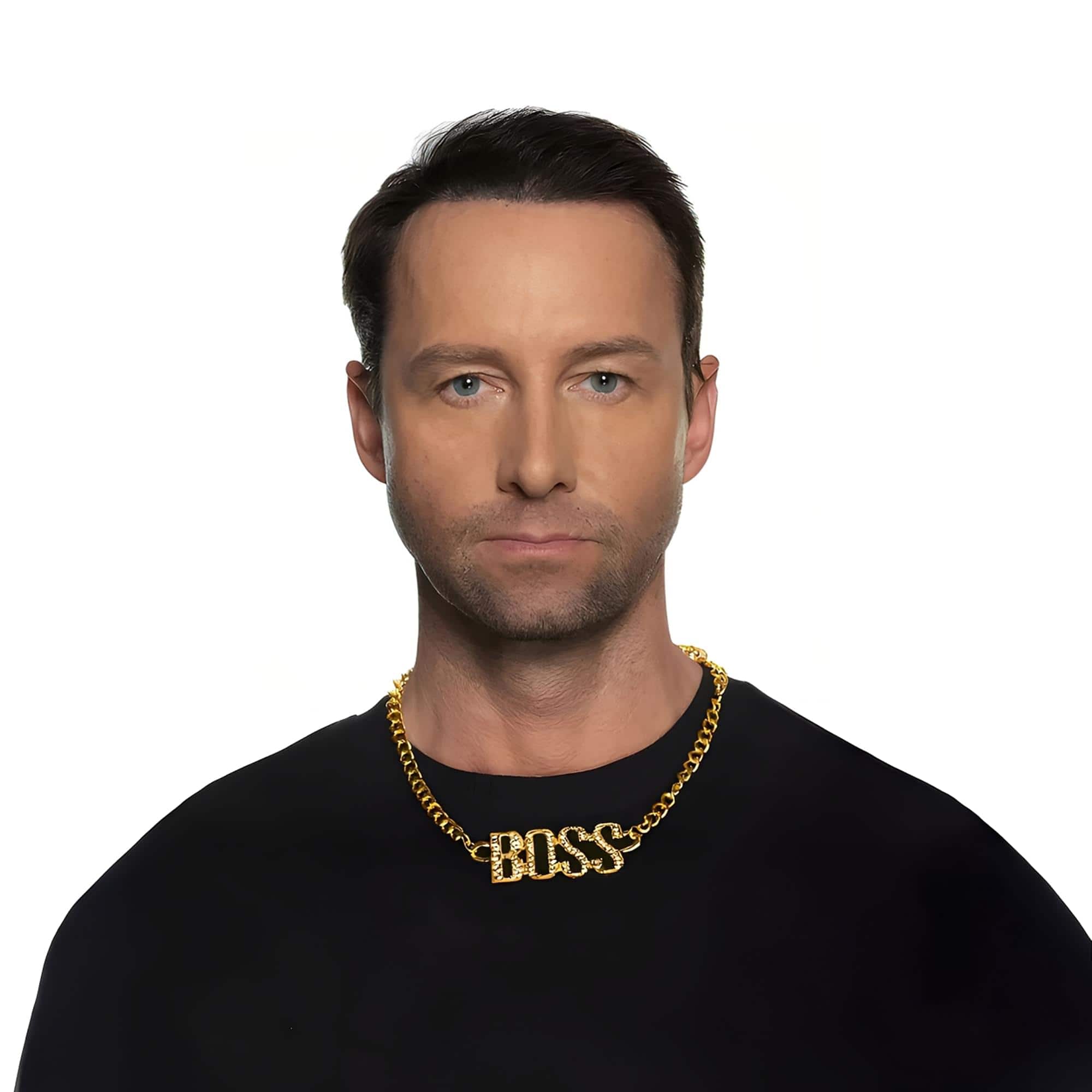 Underwraps - Rhinestone Studded Boss Adult Costume Necklace - Gold