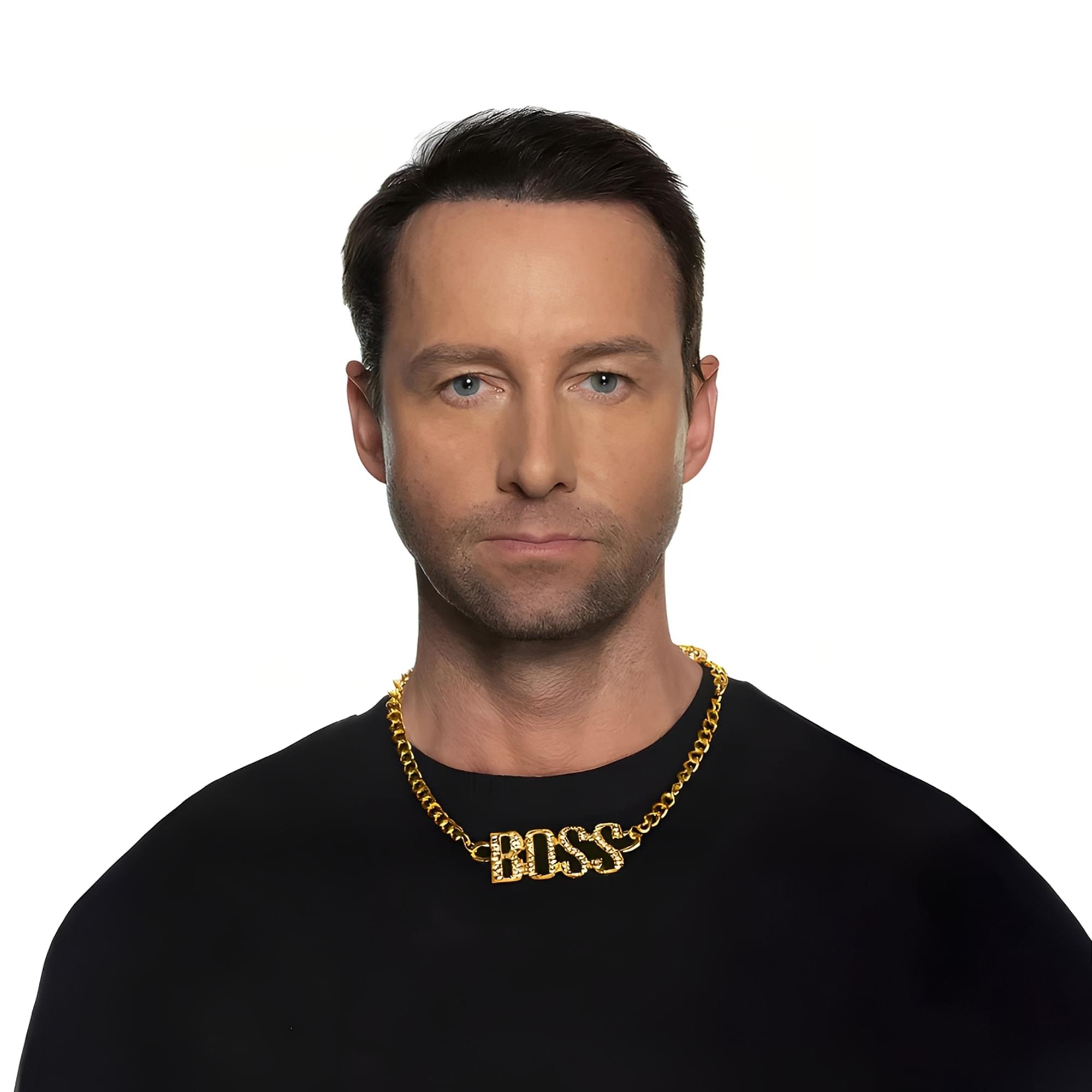 Front. Underwraps - Gold Rhinestone Studded Boss Adult Costume Necklace - Gold.