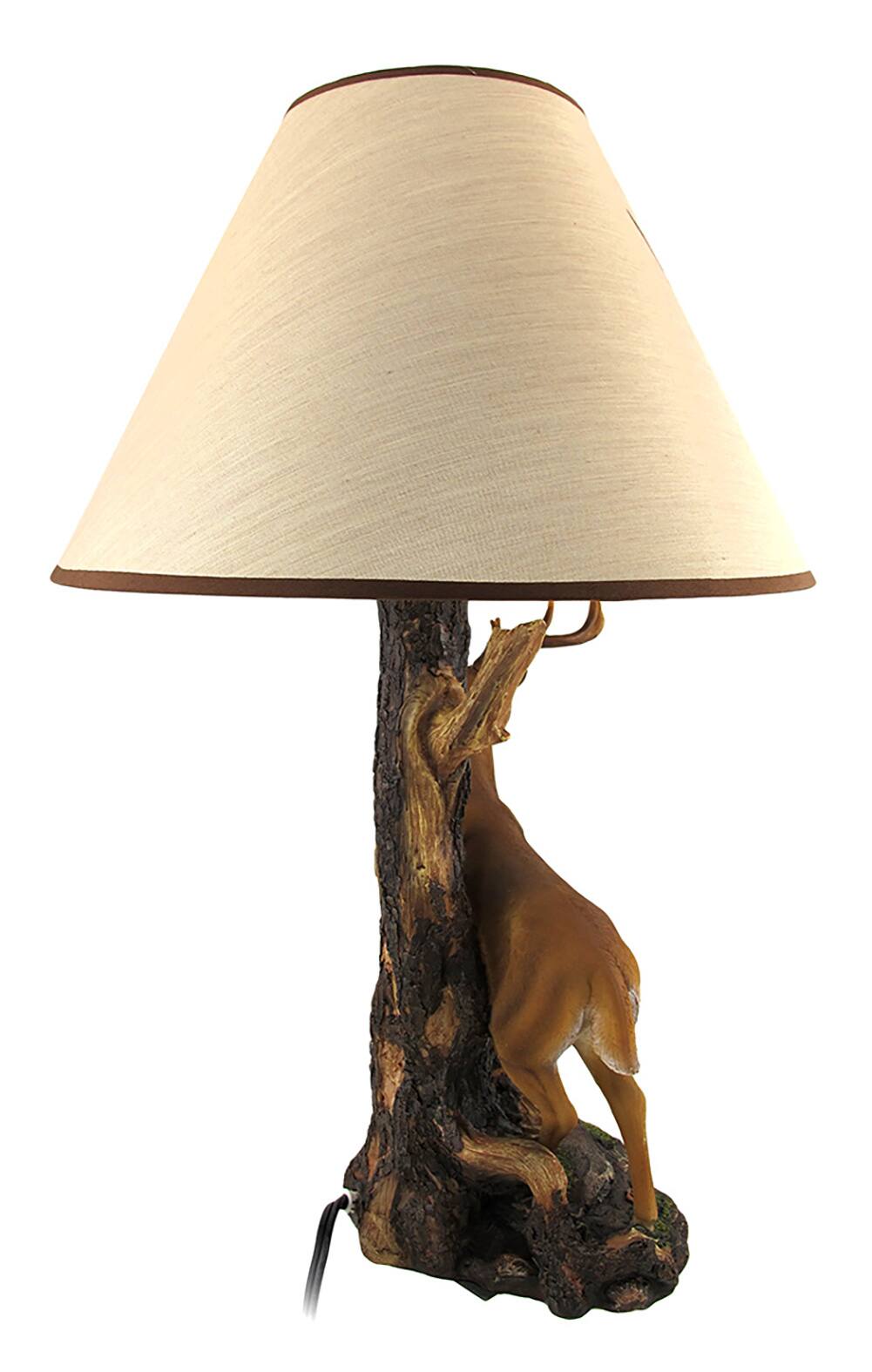 Alt View 3. Zeckos - `Champion` 12 Point Buck Table Lamp with Deer Printed Shade Western Décor - Tan.