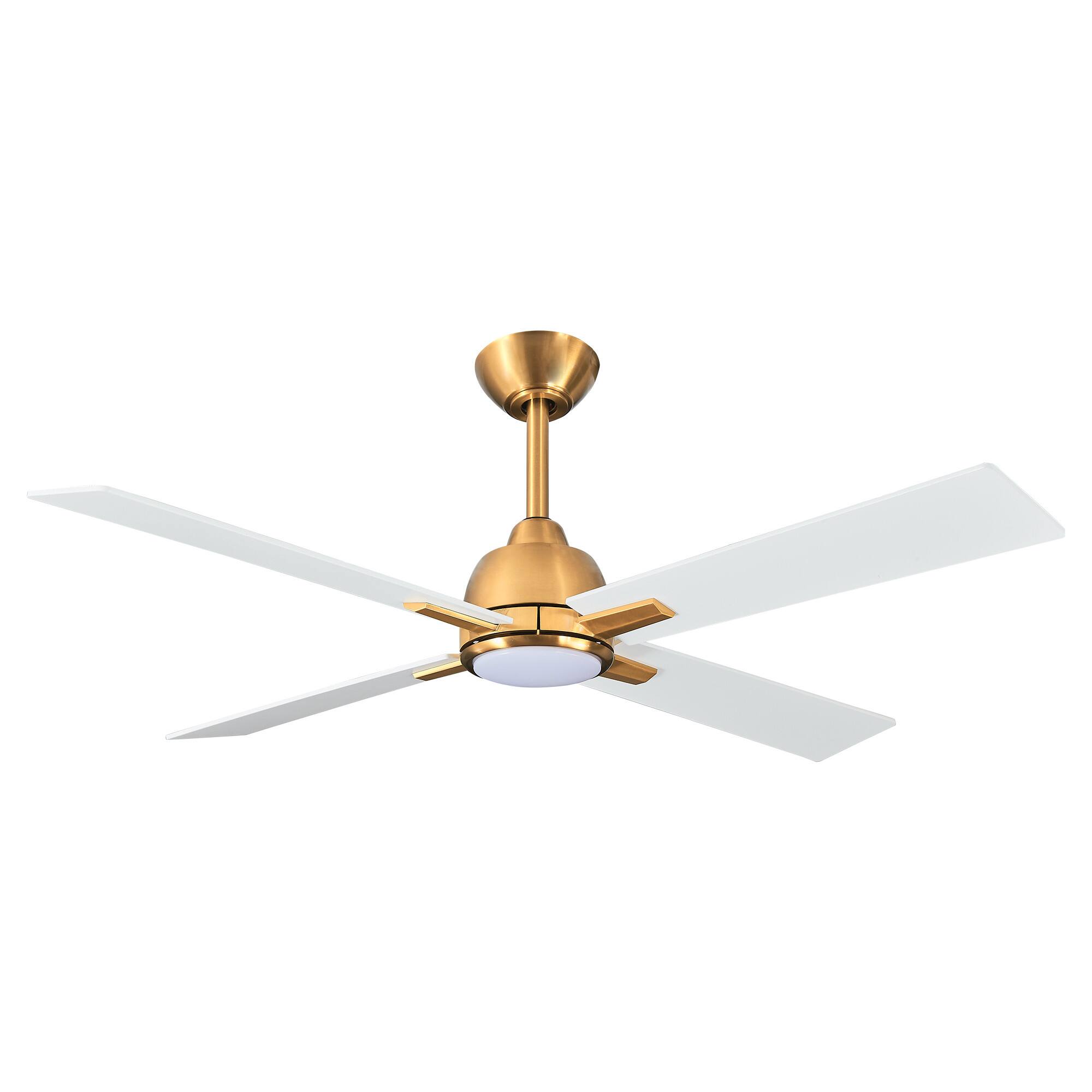 Alt View 7. Parrot Uncle - 48" Modern Dimmable LED Ceiling Fan with Light and Remote - Gold.
