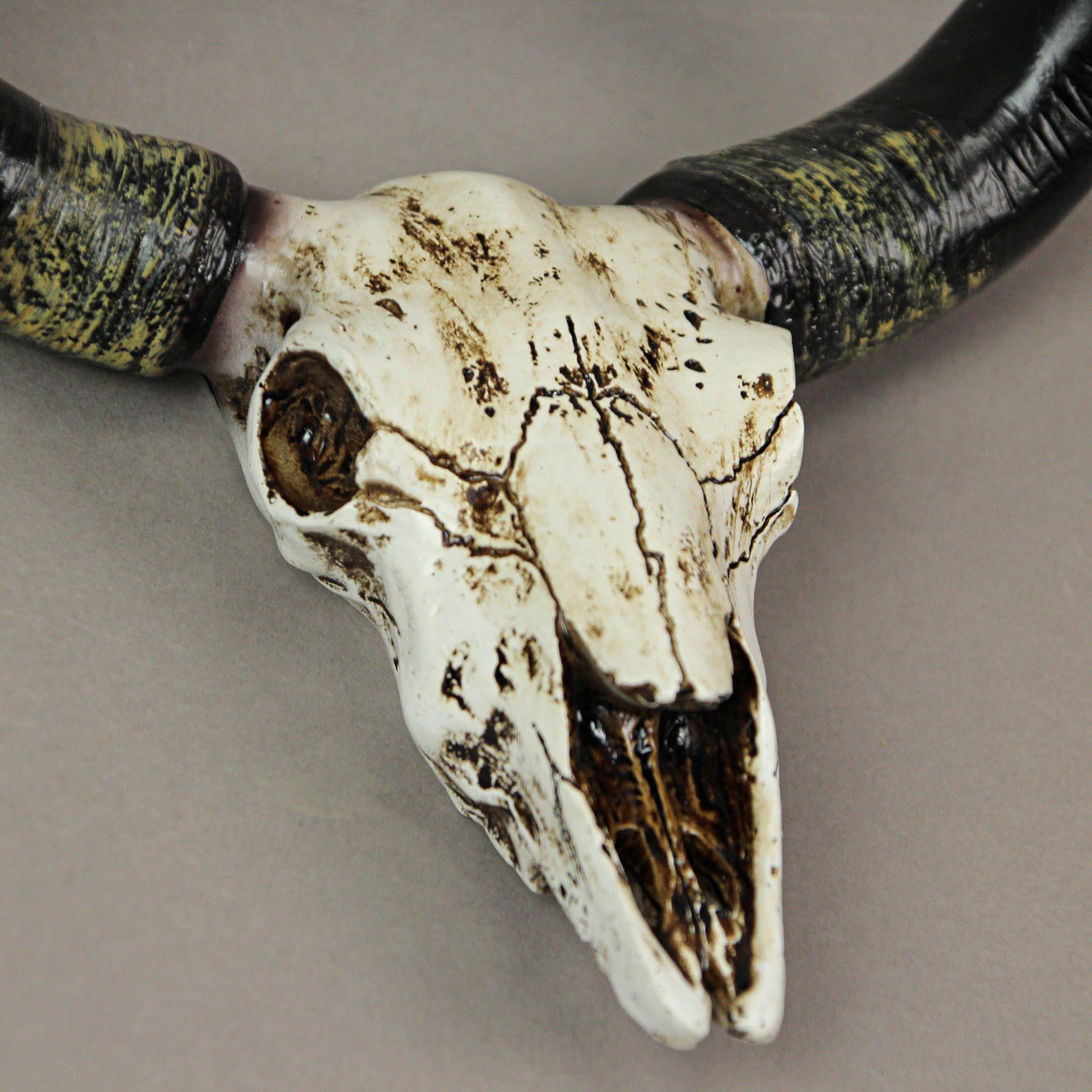 Alt View 2. Zeckos - Rustic Faux Steer Skull Decorative Toilet Paper Holder Resin Bathroom Home Decor - Black.