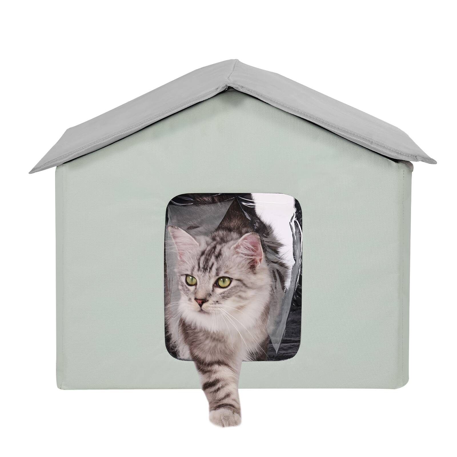 Alt View 5. VEVOR - Heated Cat House, Outdoor Kitty Shelter with Adjustable Temperature and Timer, 600D Oxford Cloth Foldable Cat Shelter.