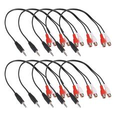 Front. Unique Bargains - 10pcs TRS3.5mm M to RCA F Cable (R+W), 2mm PVC Copper Core Audio AUX Cable for TV/Amp/Speaker/Mobile - Black.