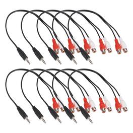 Unique Bargains - 10pcs TRS3.5mm M to RCA F Cable (R+W), 2mm PVC Copper Core Audio AUX Cable for TV/Amp/Speaker/Mobile - Black