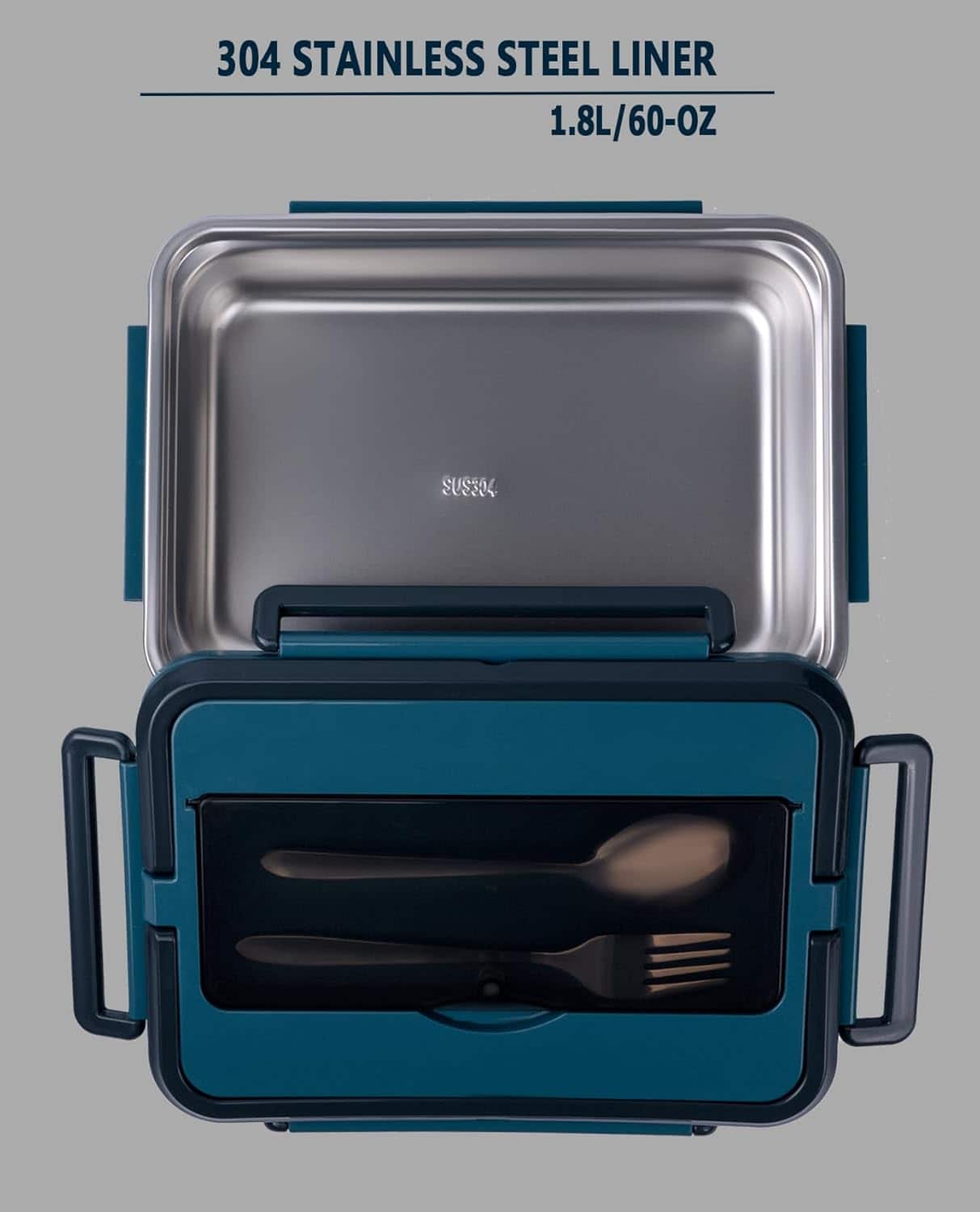 RTMB - 1.8L Portable 80W Electric Lunch Box Food Heater with Insulated Bag - Color: Blue+2 liner+8L bag