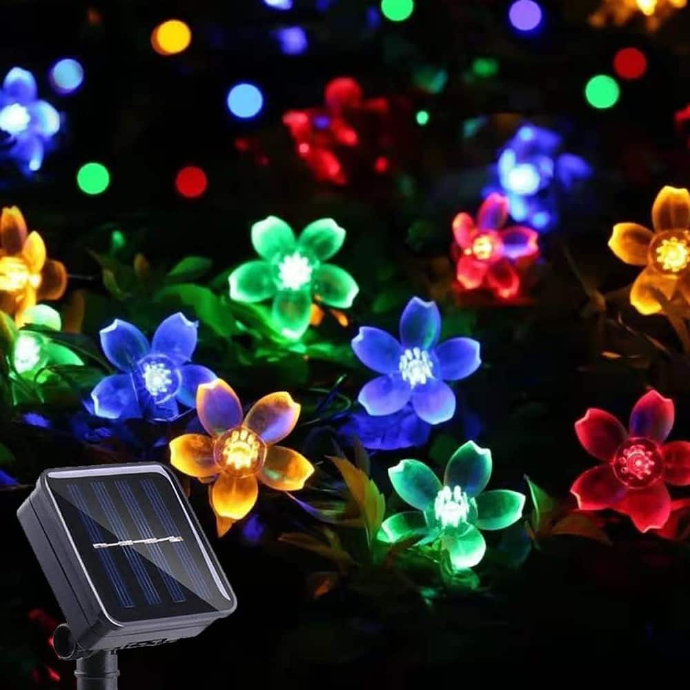 MOSZAR LLC - Waterproof 50 LED Fairy Light Decorations with Solar String Flower Lights - Multicolor
