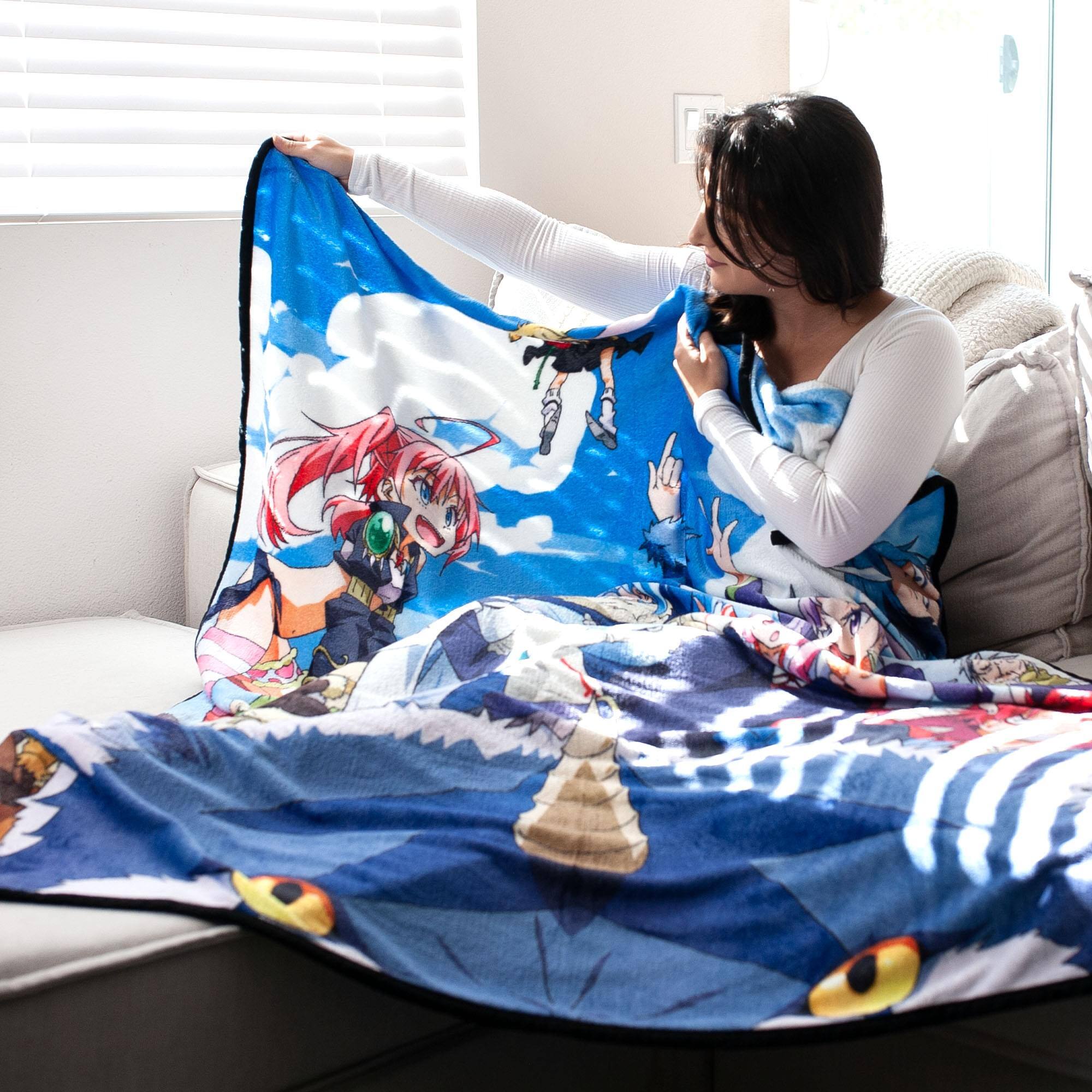 Alt View 2. Just Funky - That Time I Got Reincarnated As A Slime Fleece Throw Blanket | 45 x 60 Inches - Blue.