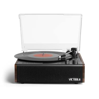 Victrola Eastwood II platenspeler, walnootafwerking draaitafel met luidsprekers, Bluetooth 5.1 en Vinyl Stream-technologie, vintage stijl 3-speed vinylspeler, Audio Technica AT-3600LA Cartridge Victrola Eastwood II platenspeler, walnootafwerking draaitafel met luidsprekers, Bluetooth 5.1 en Vinyl Stream-technologie, vintage stijl 3-speed vinylspeler, Audio Technica AT-3600LA Cartridge