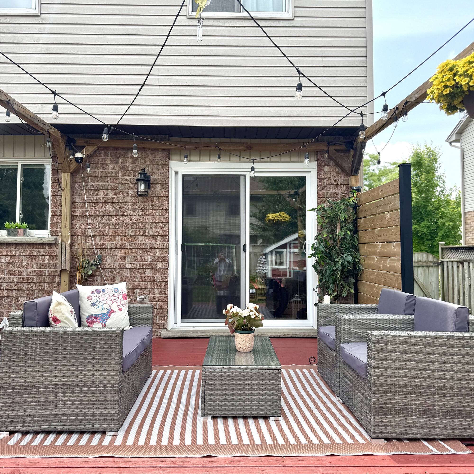 Alt View 8. Outsunny - 4 Piece Wicker Patio Furniture Set with Cushions, Outdoor Sectional Furniture with 2 Sofa, Loveseat - Gray.