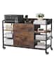 VEVOR - Drawers Metal File Cabinet, Lateral Filing Cabinet with Lock and 6 Open Shelves, Wooden Wide Filing Storage Cabinets - Brown