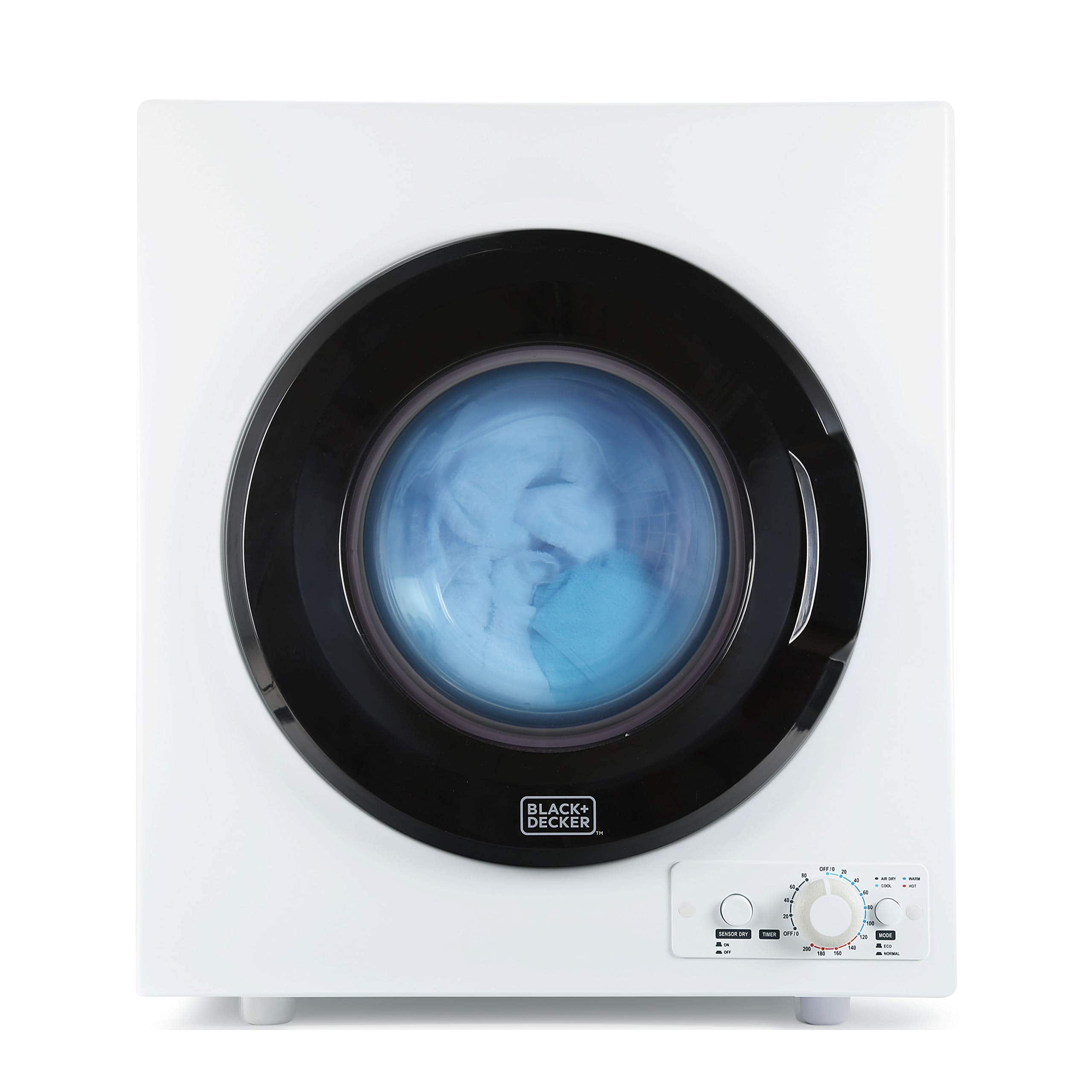 Black+Decker - 3.5 Cu.Ft. Stackable Smart Electric Dryer with Standard Wall Outlet - White - Front_Zoom