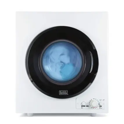 Front. Black+Decker - 3.5 Cu.Ft. Stackable Smart Electric Dryer with Standard Wall Outlet - White.