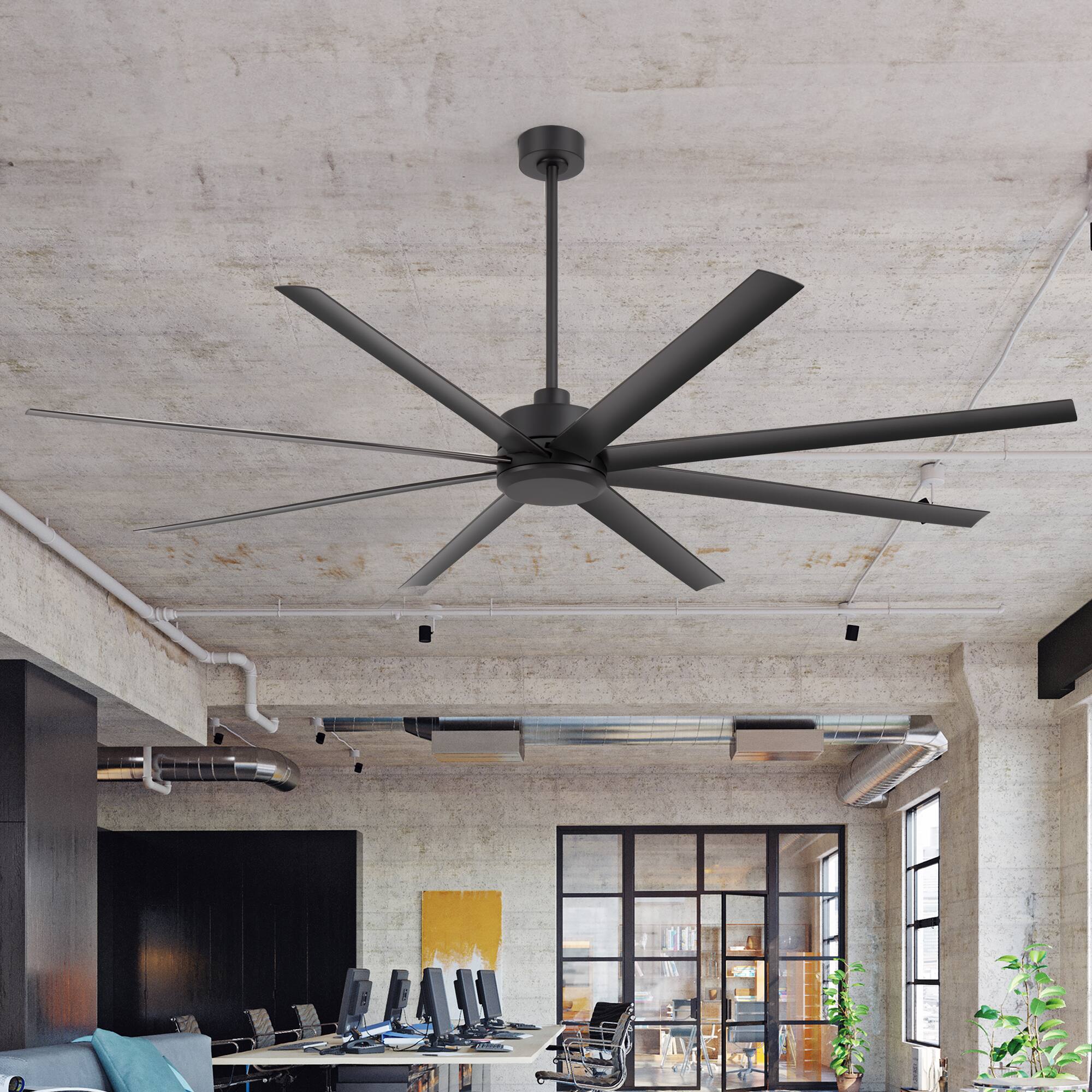 Breezary - 84-in Large Ceiling Fan with 8 ABS Blades, 6-Speed DC Motor, Remote Control, 3 Downrods with Timer, Optional Light Kit - Matte Black (Without Light) price history on PriceWatchPro