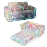 Costway - 2-in-1 Flip Out Kid’s Sofa Chair Convertible Toddler Couch to Lounger - Colorful - Front_Zoom