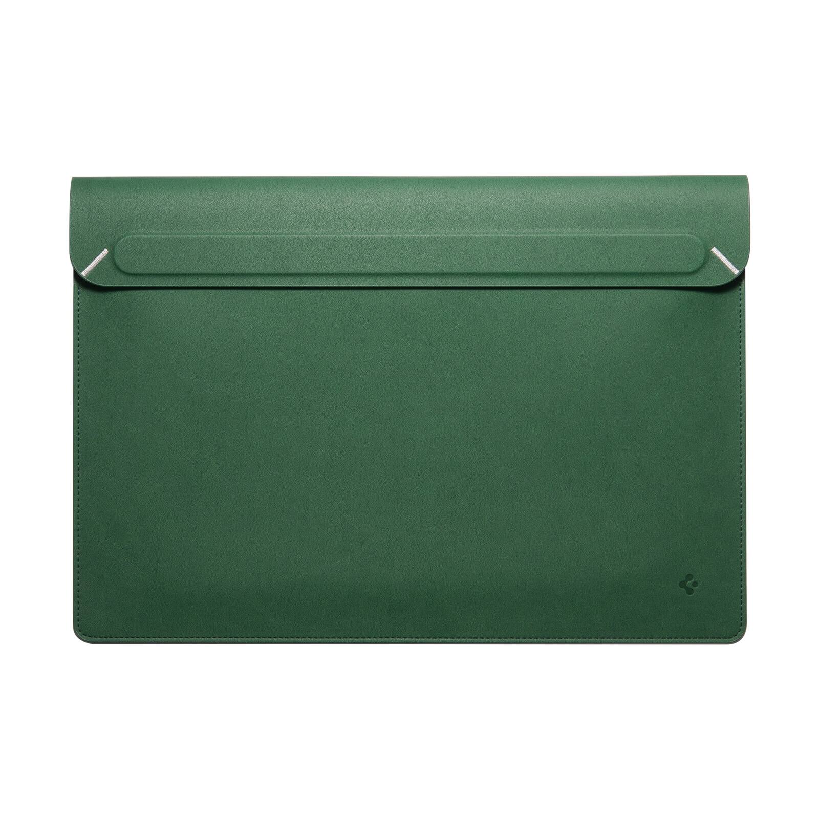 Angle. Spigen - Spigen Valentinus Protective Laptop Sleeve for 14-inch Laptop - Jeju Green.