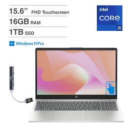 HP - 15t-fd000 Laptop 15.6 FHD (Intel i5-1334U, 16GB DDR4, 1TB PCIe SSD, Intel UHD, Win 11 Pro) w/USB Hub - Natural Silver