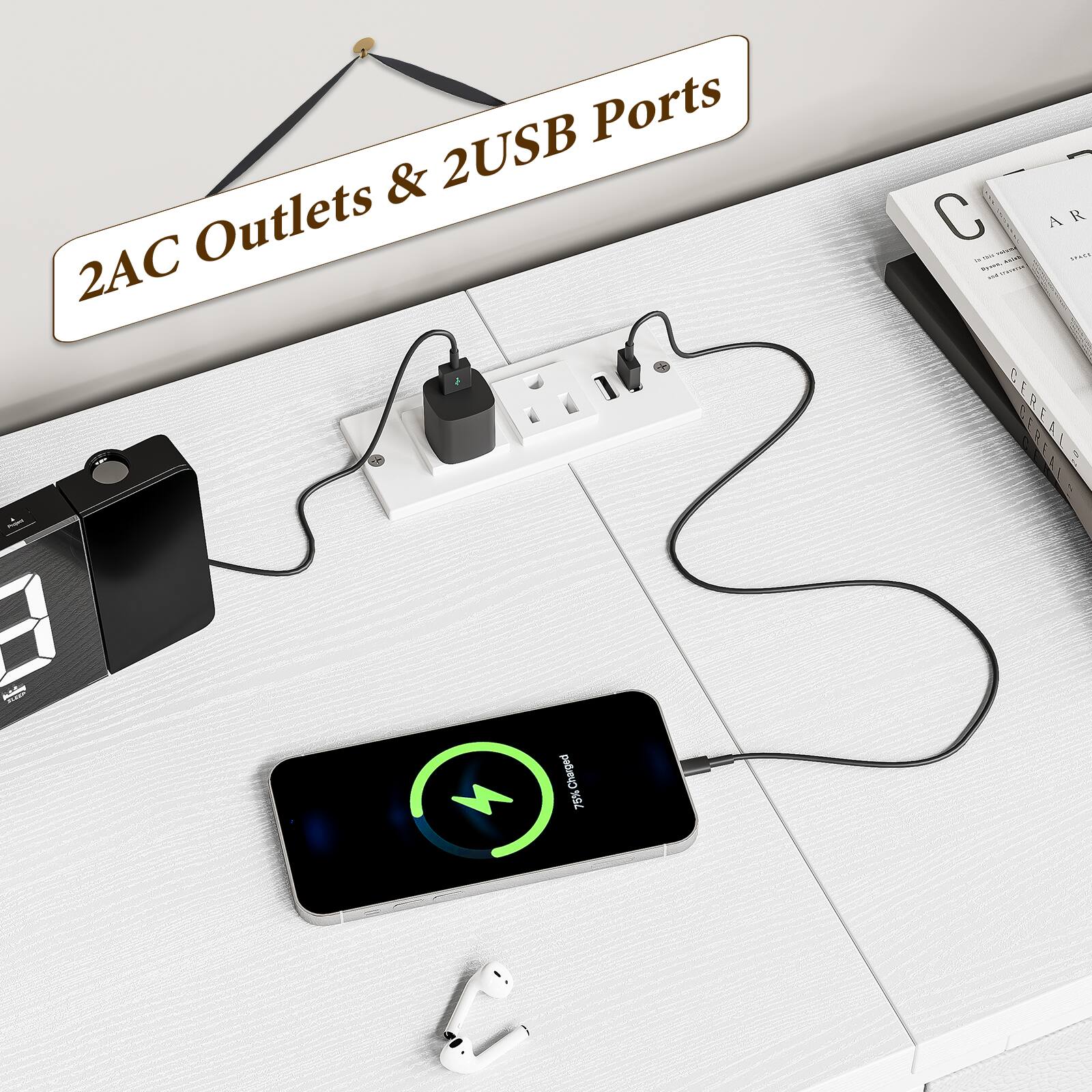 Ports & 2 USB Outlets 2AC 3 nn Charged 75% C AR StAcy .. coea CEREAL