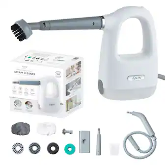 SALAV - Handheld Compact CleanSteam Steam Cleaner with 10Pc Accessories Set - White