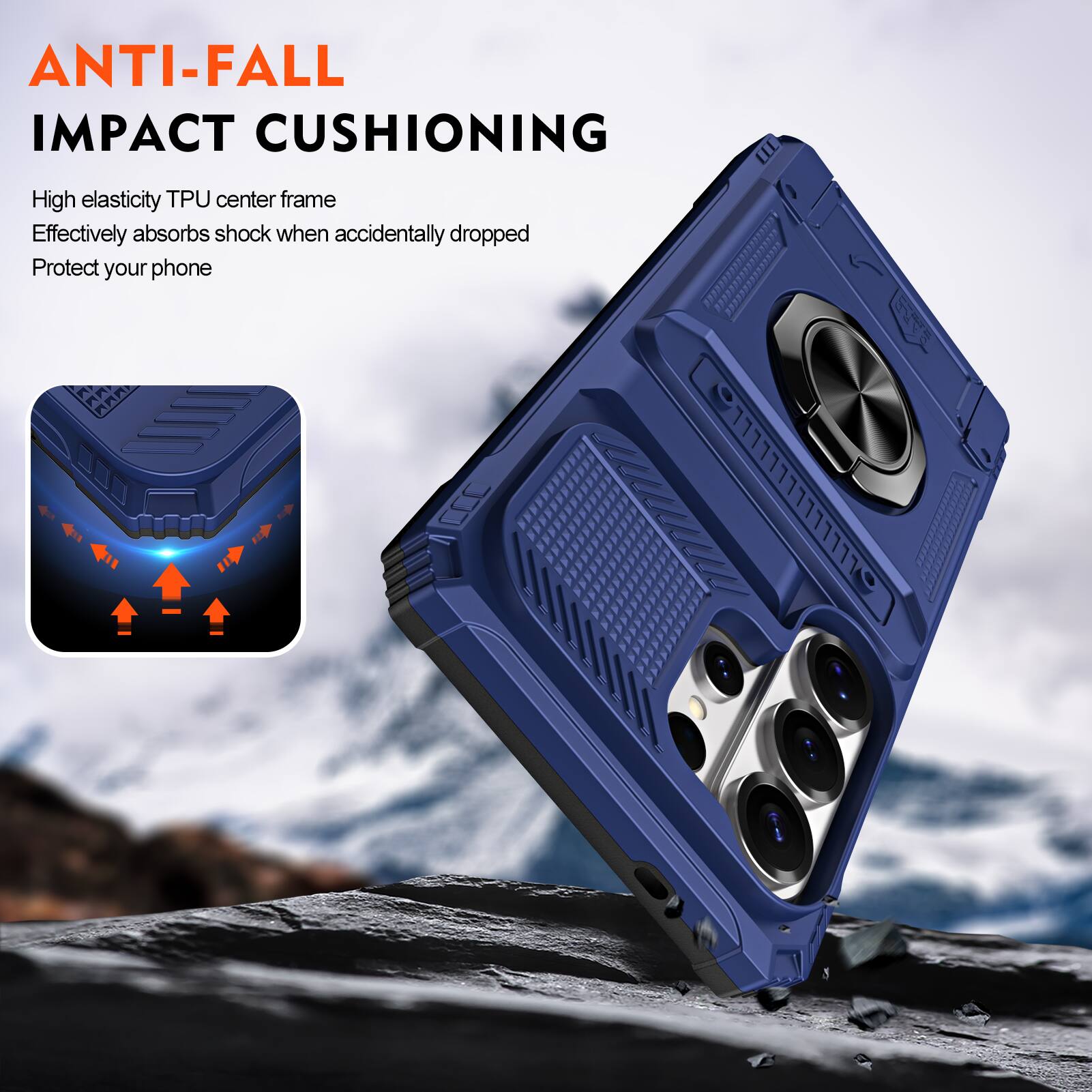 ANTI-FALL IMPACT CUSHIONING

High elasticity TPU center frame
Effectively absorbs shock when accidentally dropped
Protect your phone