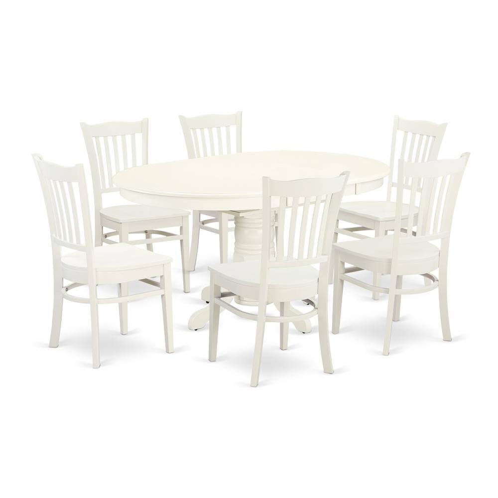 Back. East West Furniture - Dining Room Set Linen White - Brown.