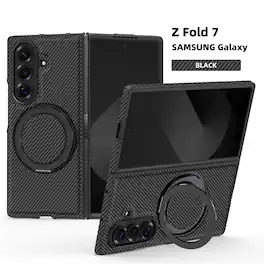 Dteck - Magnetic Case for Samsung Galaxy Z Fold7,Shockproof Hard PC Back Cover,Rugged Phone Cover with Rotatable Metal Kickstand - Black