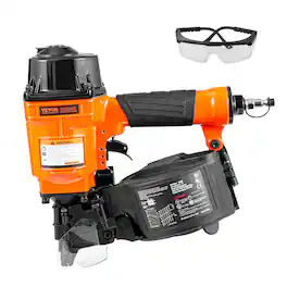 VEVOR - Coil Siding Nailer MCN55, 1 inch to 2-1/4 inch 15 Degree Pneumatic Siding Nail Gun, 70-120PSI Air Coil Nailer for Siding - Orange