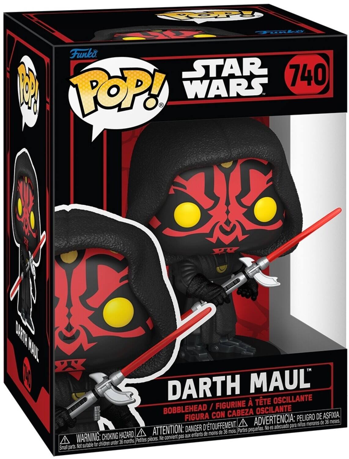**Funko POP!**

**STAR WARS**

**740**

**DARTH MAUL**

**BOBBLEHEAD / FIGURINE À TÊTE OSCILLANTE / FIGURA CON CABEZA OSCILANTE**

**WARNING: CHOKING HAZARD. Small parts. Not suitable for children under 36 months.**

**ATTENTION: DANGER D'ÉTOUFFEMENT. Petites pièces. Ne convient pas aux enfants de moins de 36 mois.**

**ADVERTENCIA: PELIGRO DE ASFIXIA. Partes pequeñas. No es adecuado para niños menores de 36 meses.**