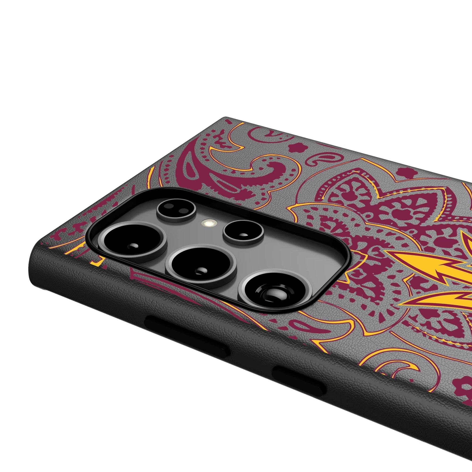 Alt View 3. Keyscaper - Arizona State Sun Devils Paisley Galaxy Magnetic Bump Case - S25 - Black.