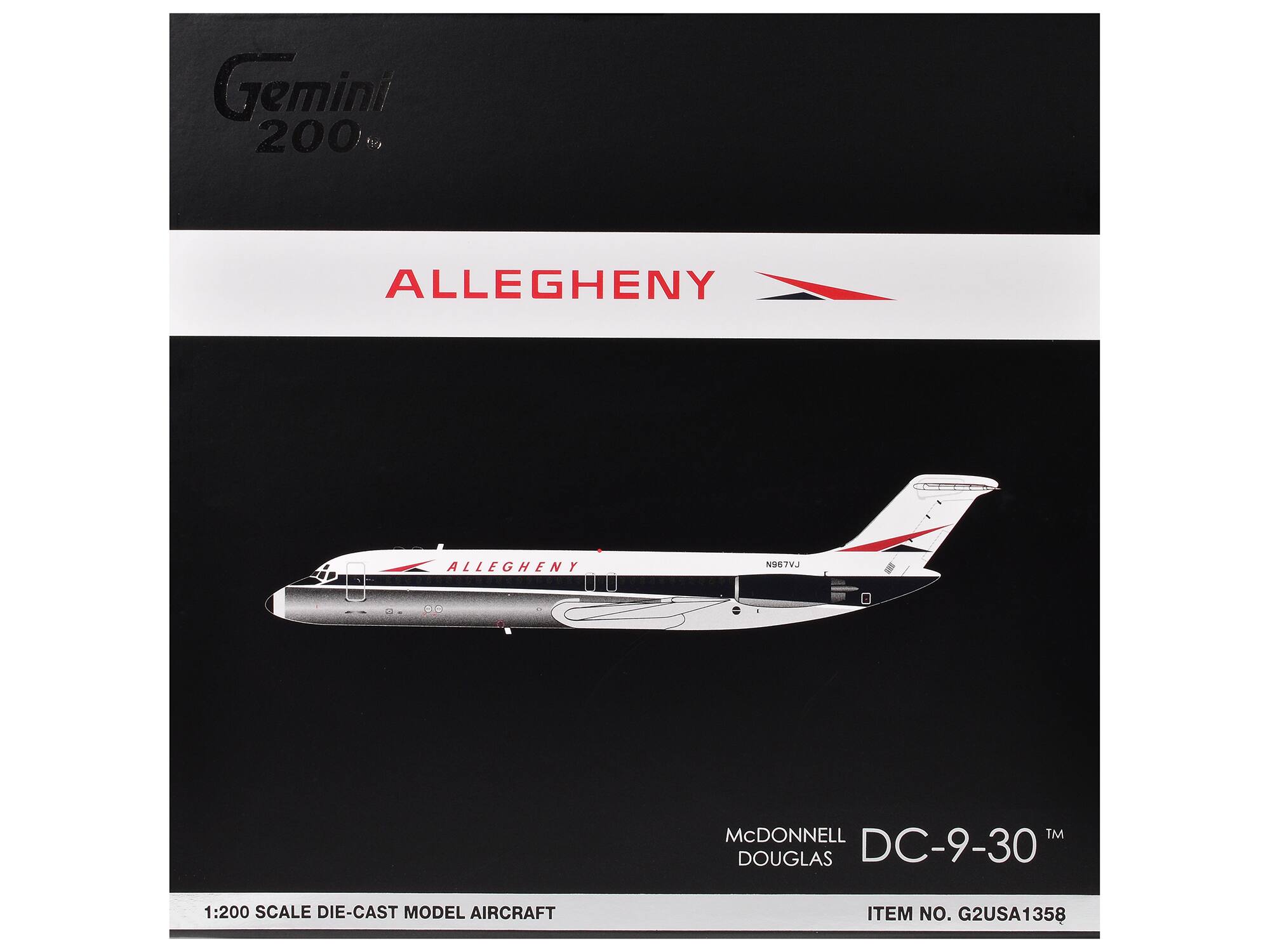 Gemini 200  
ALLEGHENY  
McDONNELL DOUGLAS DC-9-30  
1:200 SCALE DIE-CAST MODEL AIRCRAFT  
ITEM NO. G2USA1358