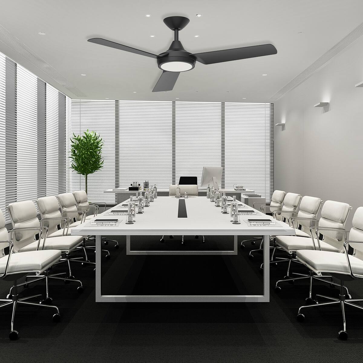 Alt View 6. ENLIGHT - 52" Smart DC Ceiling Fan, CCT & Dimmable Light, Efficient & Quiet DC Motor, Reverse Mode, Matter, 3 Blade, Damp Rated - Matte Black.