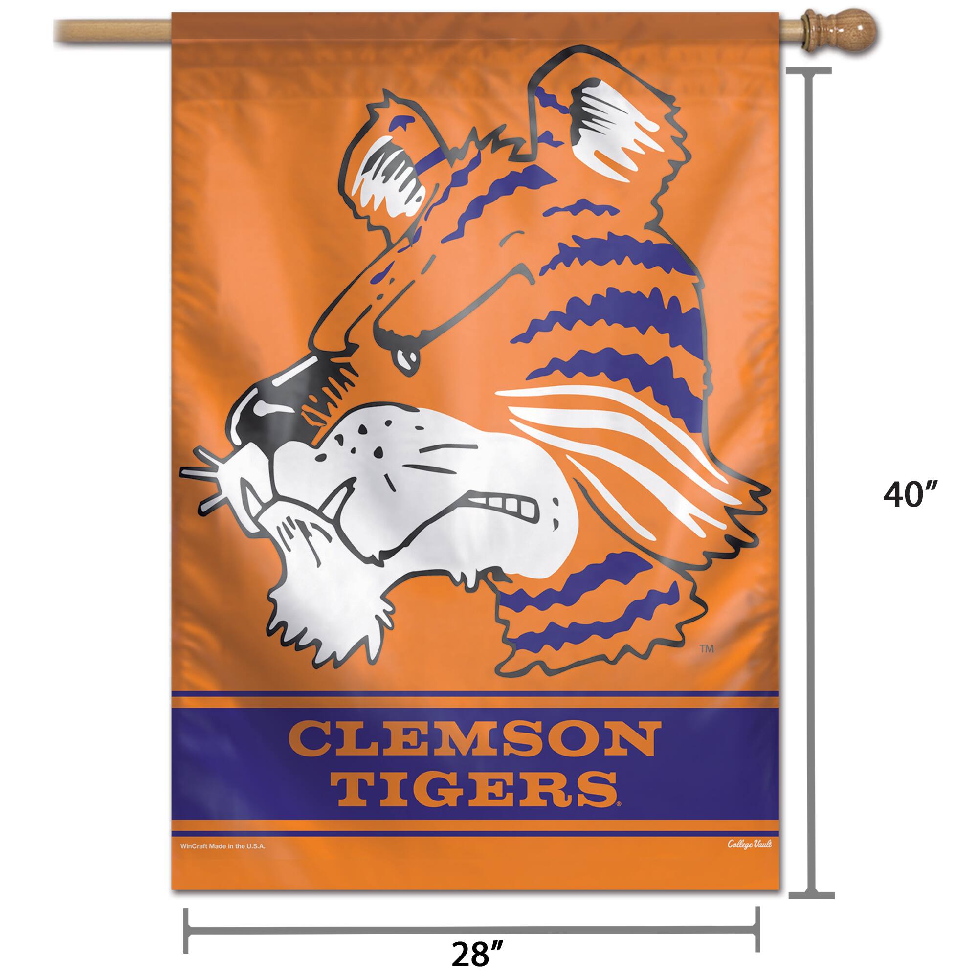 40" x 28"  
CLEMSON TIGERS  
College Flags  
Made in the U.S.A.