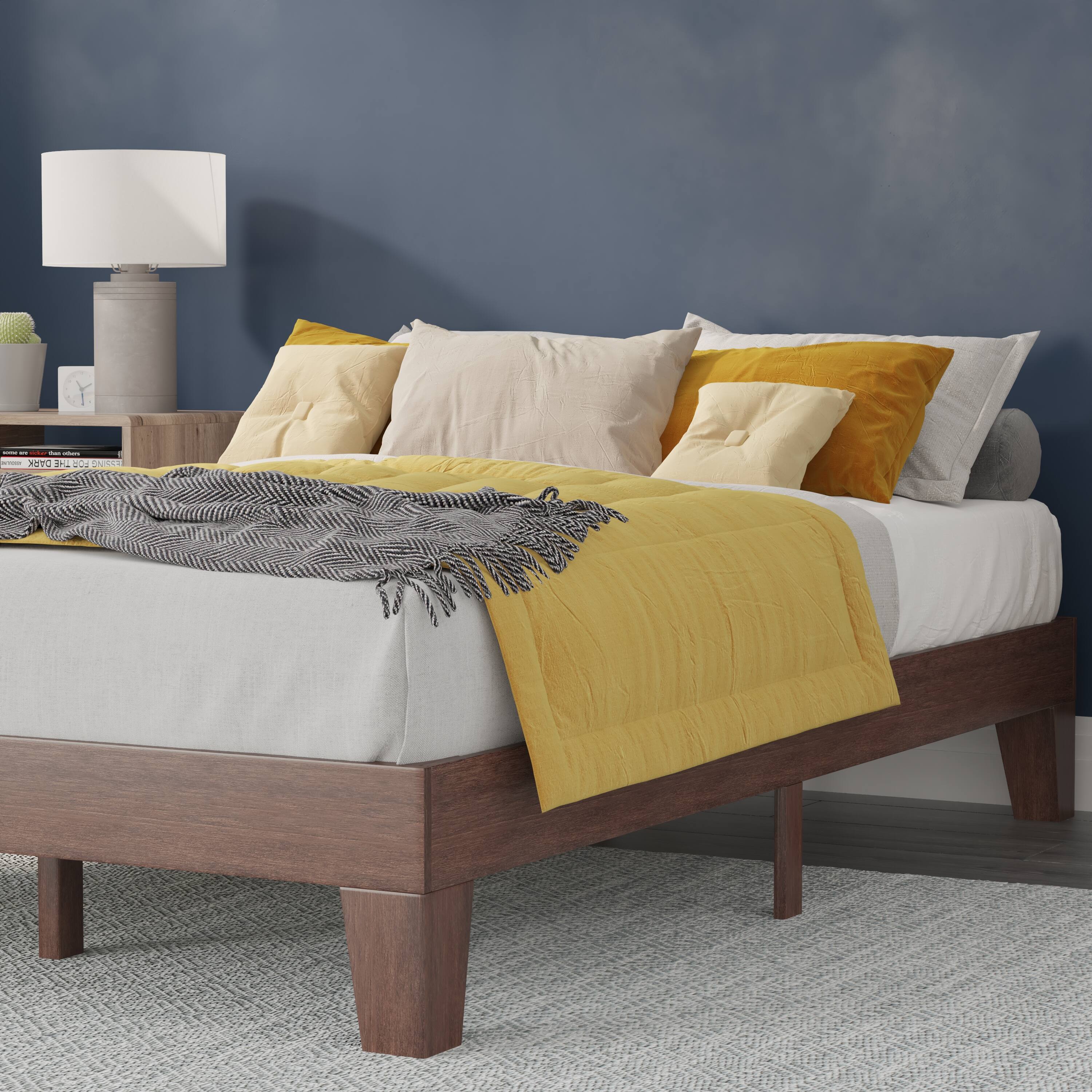 Alt View 16. Alamont Home - Evelyn Solid Wood Platform Bed with Wooden Support Slats, No Box Spring Required - Walnut.