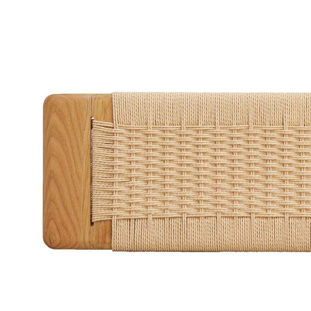 Alt View 1. Ropilly - Ropilly Natural Oak Dining Bench Solid Wood Woven Cane Bed Bench for Entryway and Bedroom - Natural.