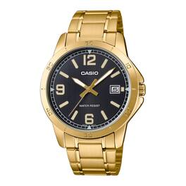 Casio - Men’s Stainless Steel Watch with Black Dial - MTP-V004G-1BUDF - Gold