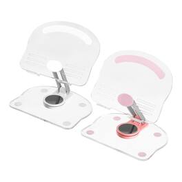 Unique Bargains - 2pcs Acrylic Tablet Stand, Adjustable Foldable Portable Clear with 360 Degree Rotating Base for Desk Home Office - White Pink