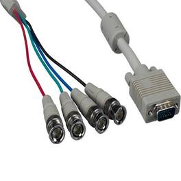 Sanoxy - 6ft VGA HD15 Male to 4-BNC Male Monitor Cable with Ferrites - Beige