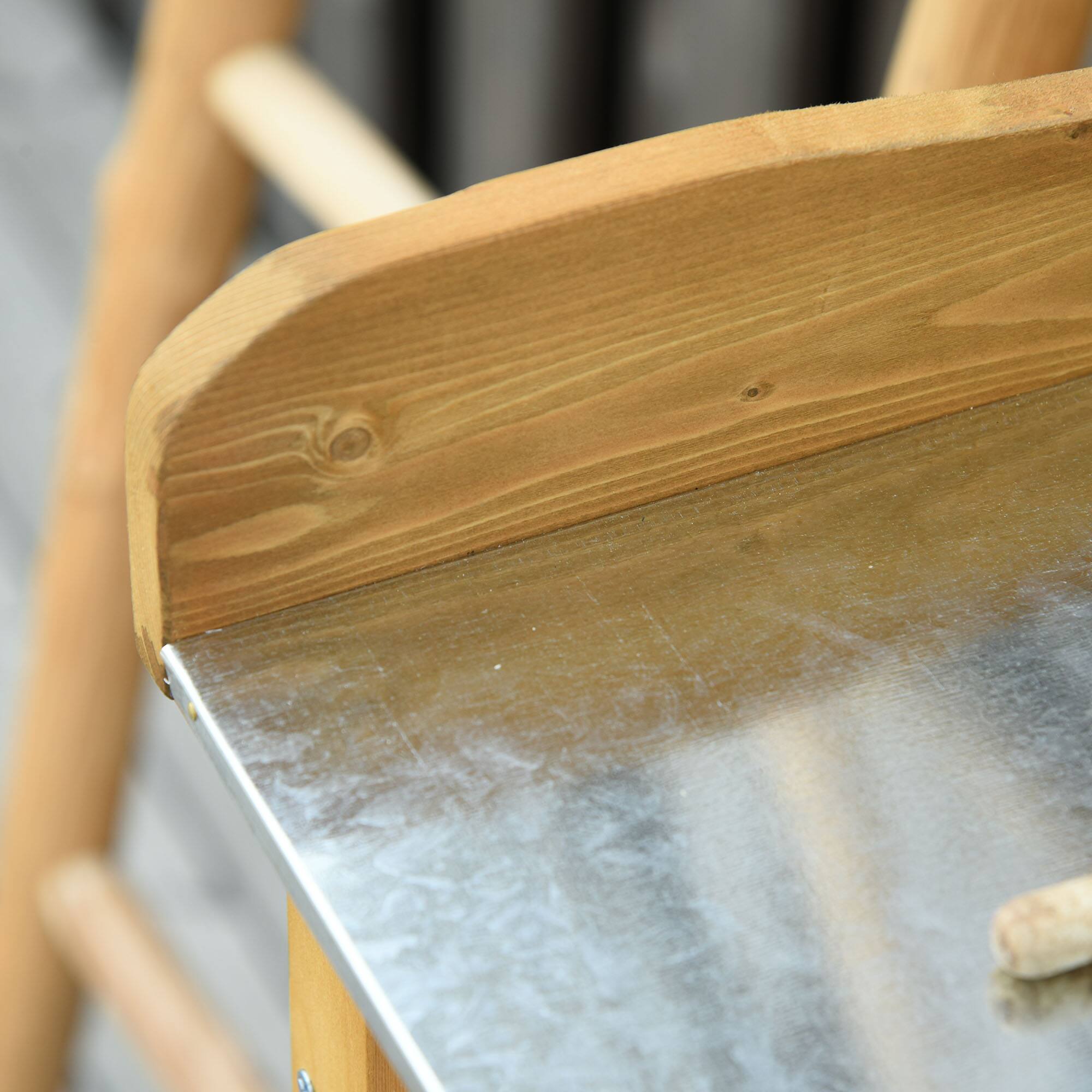 Left. TinyHomie - Garden Potting Bench Table Wooden Workstation Shed with Tabletop Hooks 3-Tier Shelves Cabinet and 2 Magnetic Close Doors.