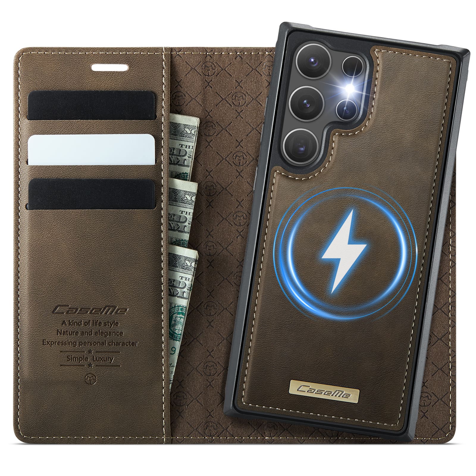 Dteck - for Samsung Galaxy S24 Ultra Detachable Wallet Case, 2 in 1 PU Leather Flip Folio Case with RFID Blocking Phone Cover - Coffee price history on PriceWatchPro
