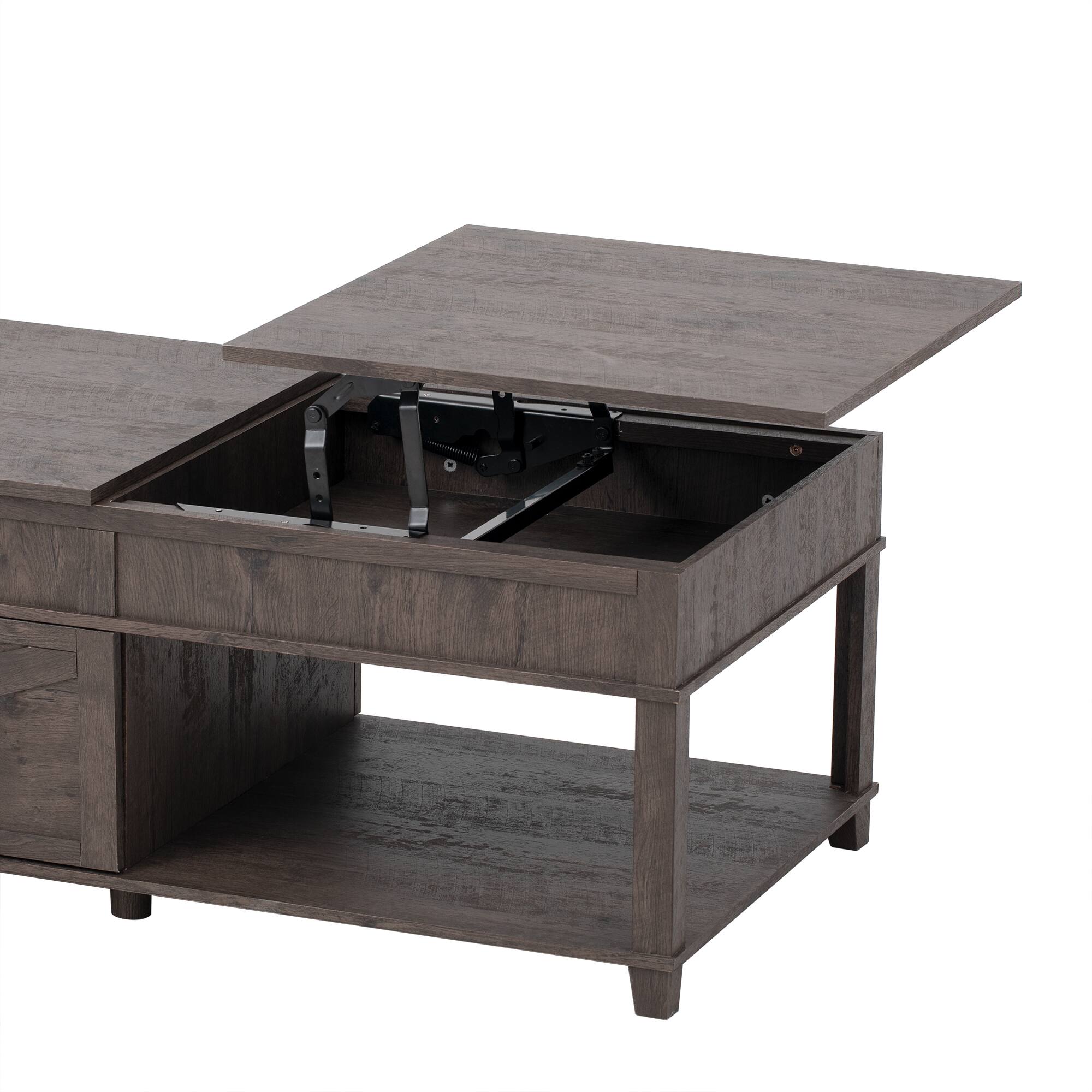 Alt View 4. Forest'nSky - Brown Lift-Top Coffee Table with Hidden Compartment, Open Shelf, and Adjustable Desktop - Brown.