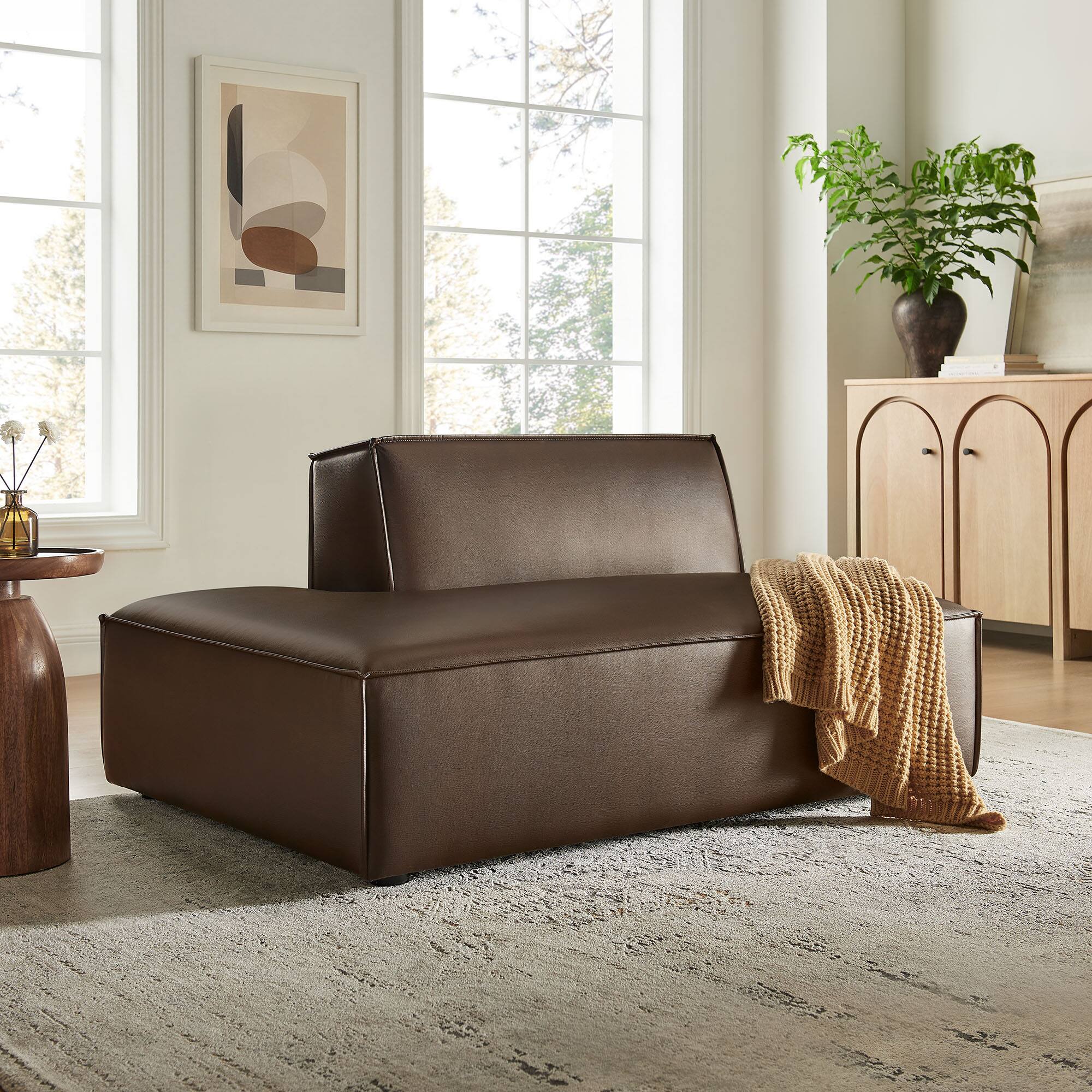Alt View 7. Modway - Restore Vegan Leather Left-Facing Armless Modular Chaise by Modway - Espresso.