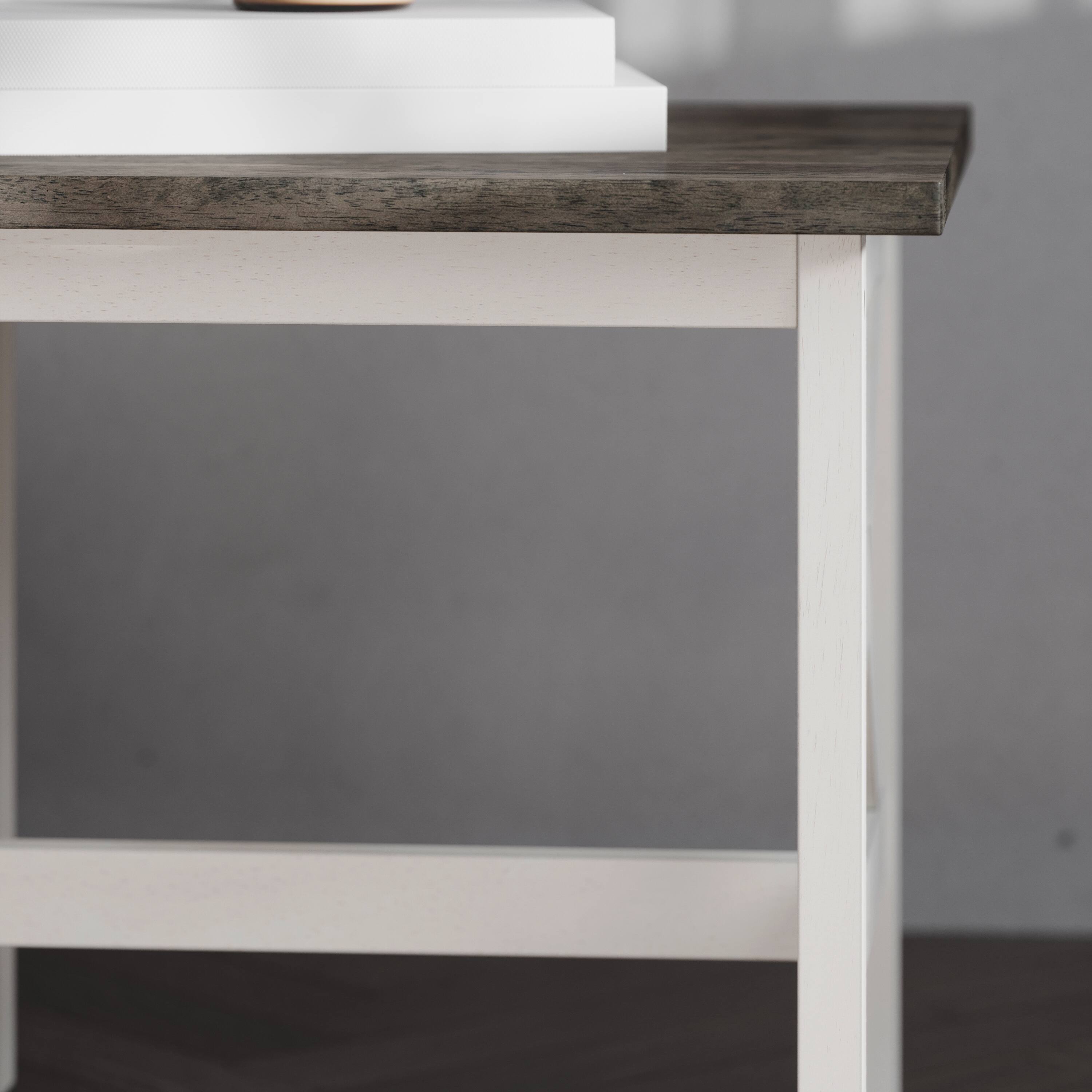 Alt View 4. Emma + Oliver - Mitchell Solid Wood Farmhouse Style End Table - Acacia Gray Top/Rustic White Frame.