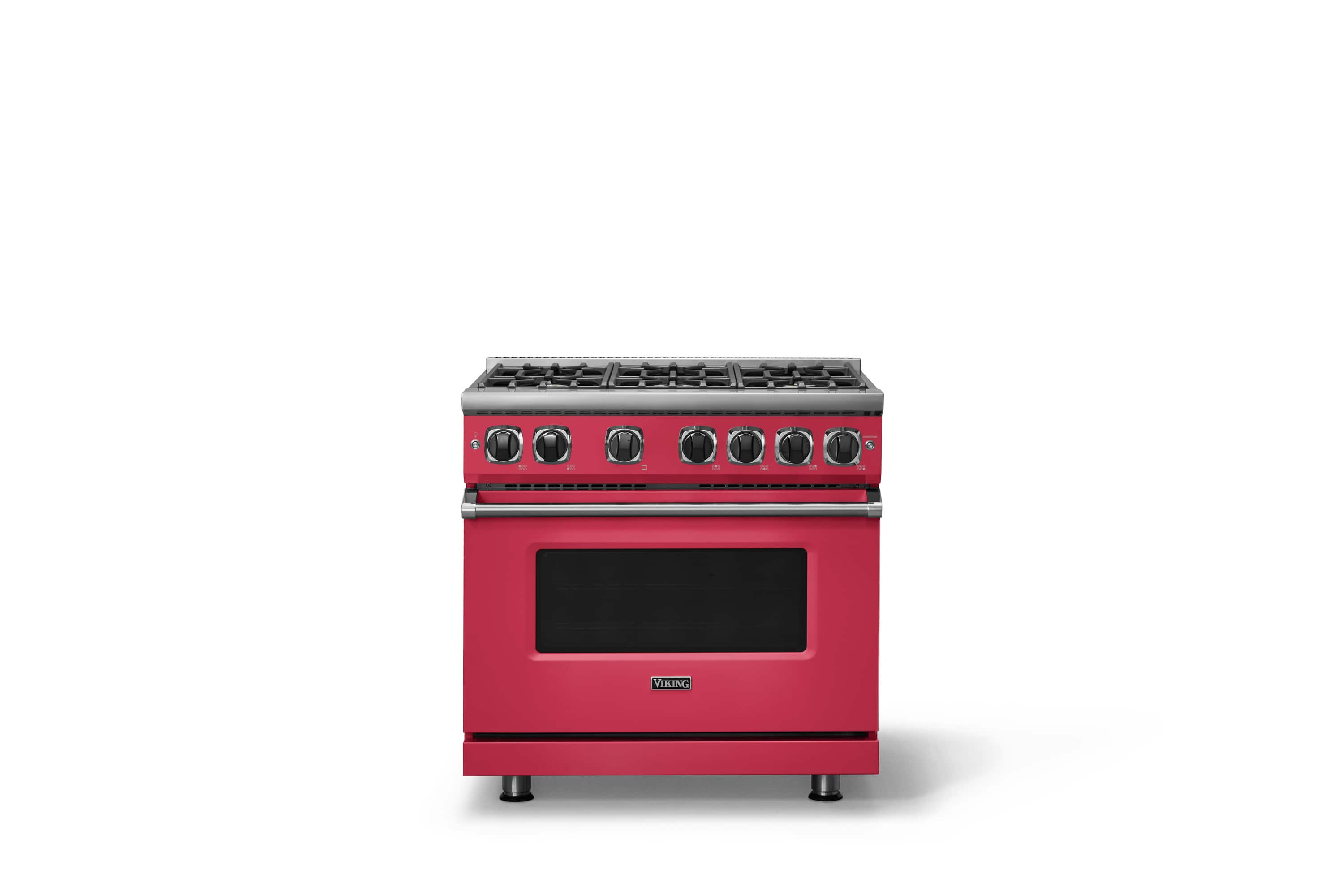 Front. Viking - Pro 7 Series 5.6 Cu. Ft. Freestanding Sealed 4 Burner Gas Convection Range - Valentine - Valentine.