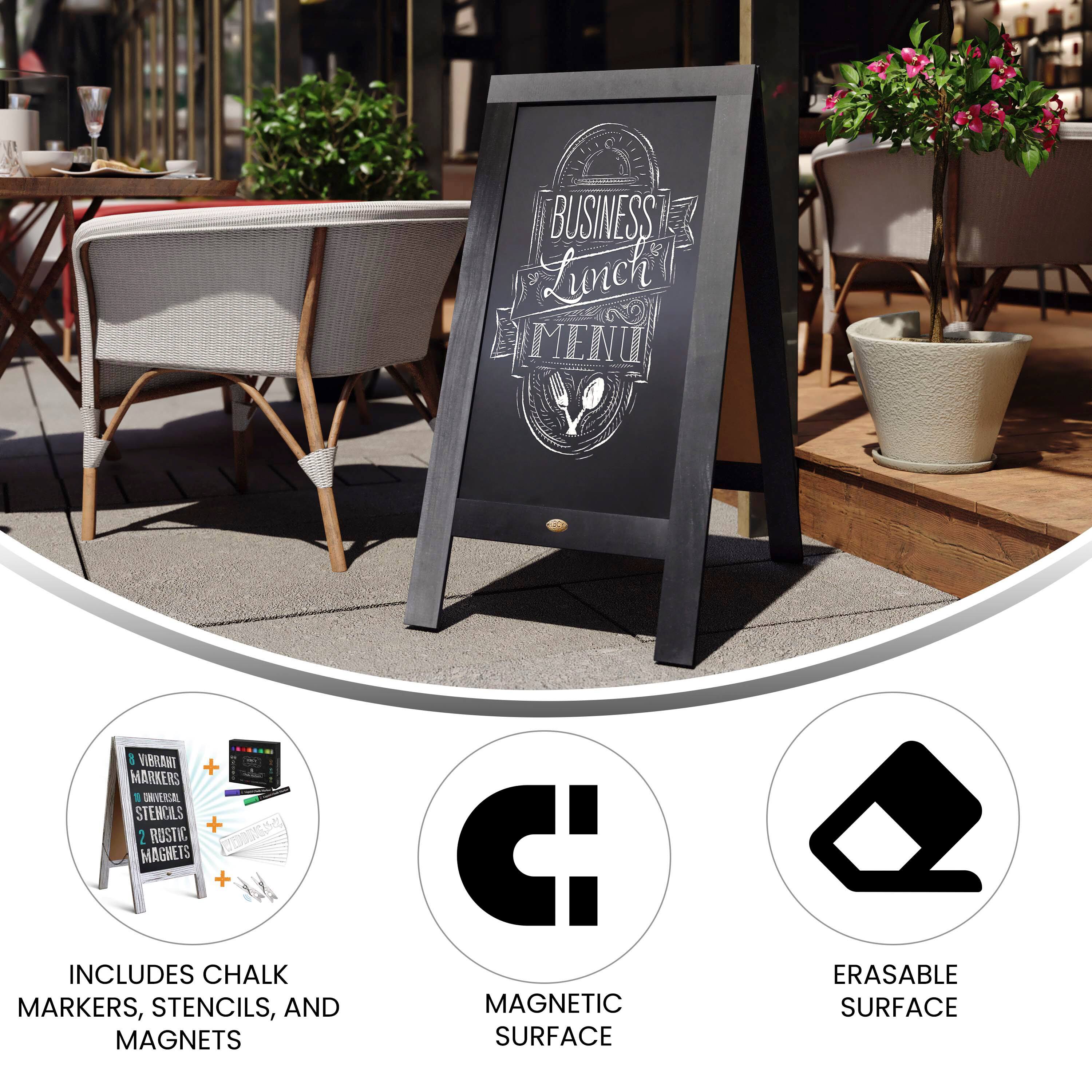 BUSINESS Lunch MENU

VIBRANI + MARKERS  
1 ONIVERRL STENCILS + 2 MAGNETS  
ROSTIC HD056e  
INCLUDES CHALK MARKERS, STENCILS, AND MAGNETS  
MAGNETIC SURFACE  
ERASABLE SURFACE