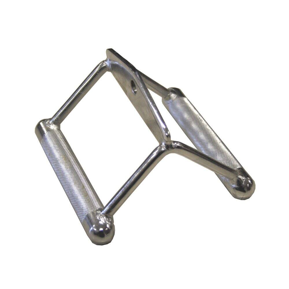 Amber Sporting Goods - Chrome Plated Double D Handle with Ergo Handgrips for Optimal Workout Control - Silver