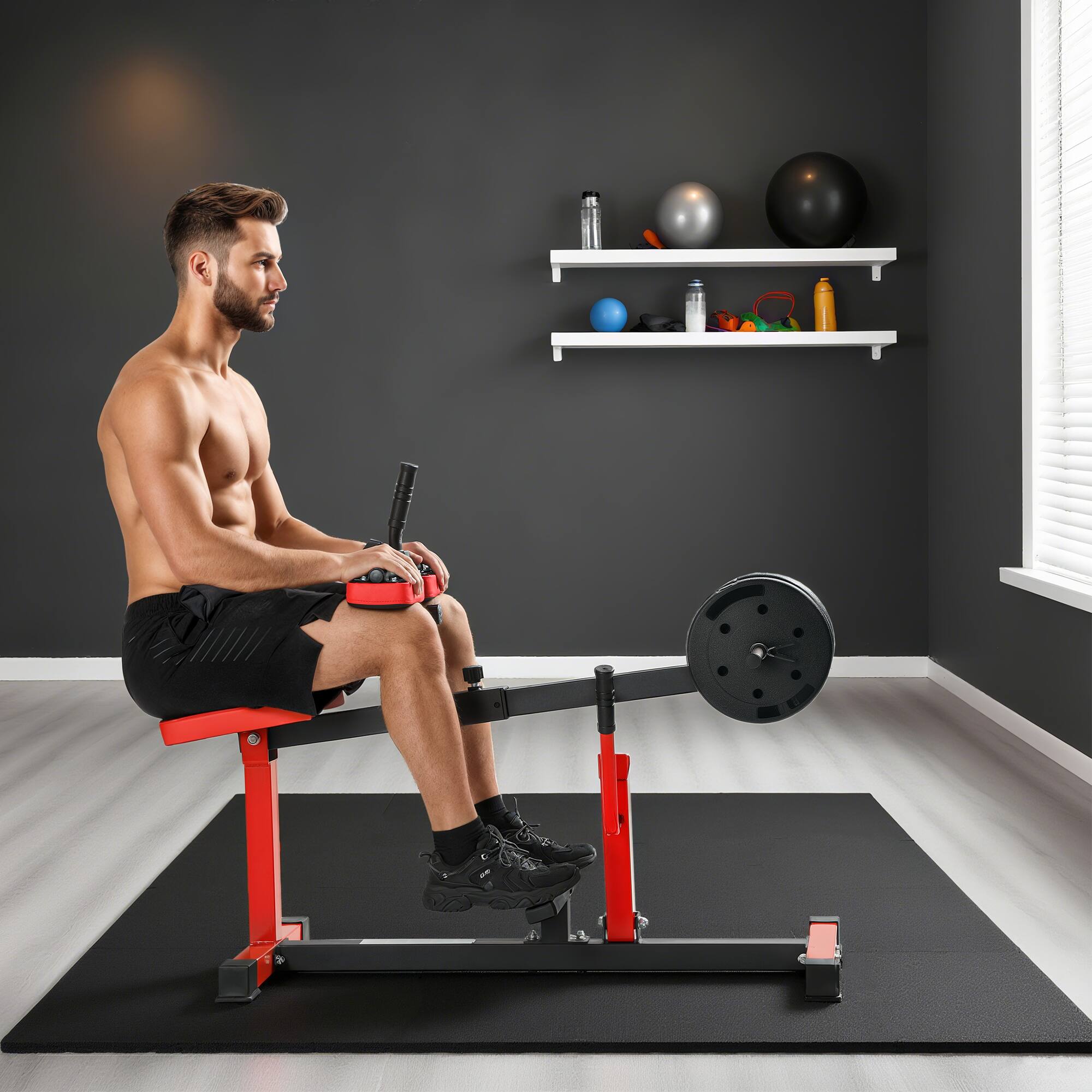 Alt View 7. Soozier - Seated Calf Raise Machine, Adjustable Calf Machine Leg Machine, for Home Gym Calf, Waist, Arm Training - Red.