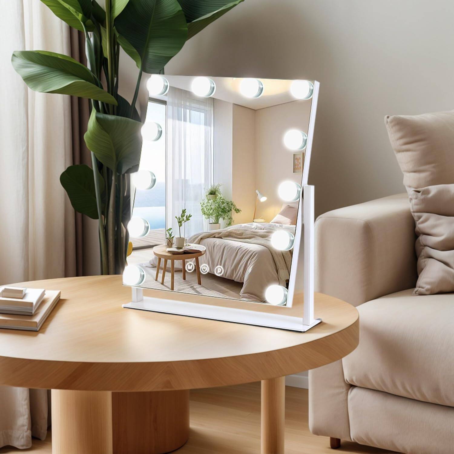 Alt View 8. Skar Audio - Vanity With Lights 13 X 11 Lighted Makeup For Desk Hollywood 12 Dimmable Bulbs 3 Color Modes Smart Touch Co... - 12"L x 10"W.