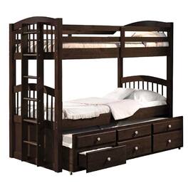 Manhattan Lane - Wooden Twin/Twin Bunk Bed & Trundle with 3 Drawers - Brown