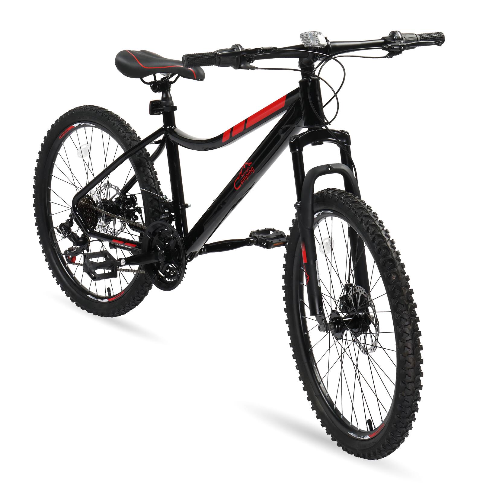 Angle. Winado - 24 Inch Mountain Bike for Men/Women, Adult Bicycle with Professional 7 or 21 Speed Shifting, Double Shock Effect - bLACK.