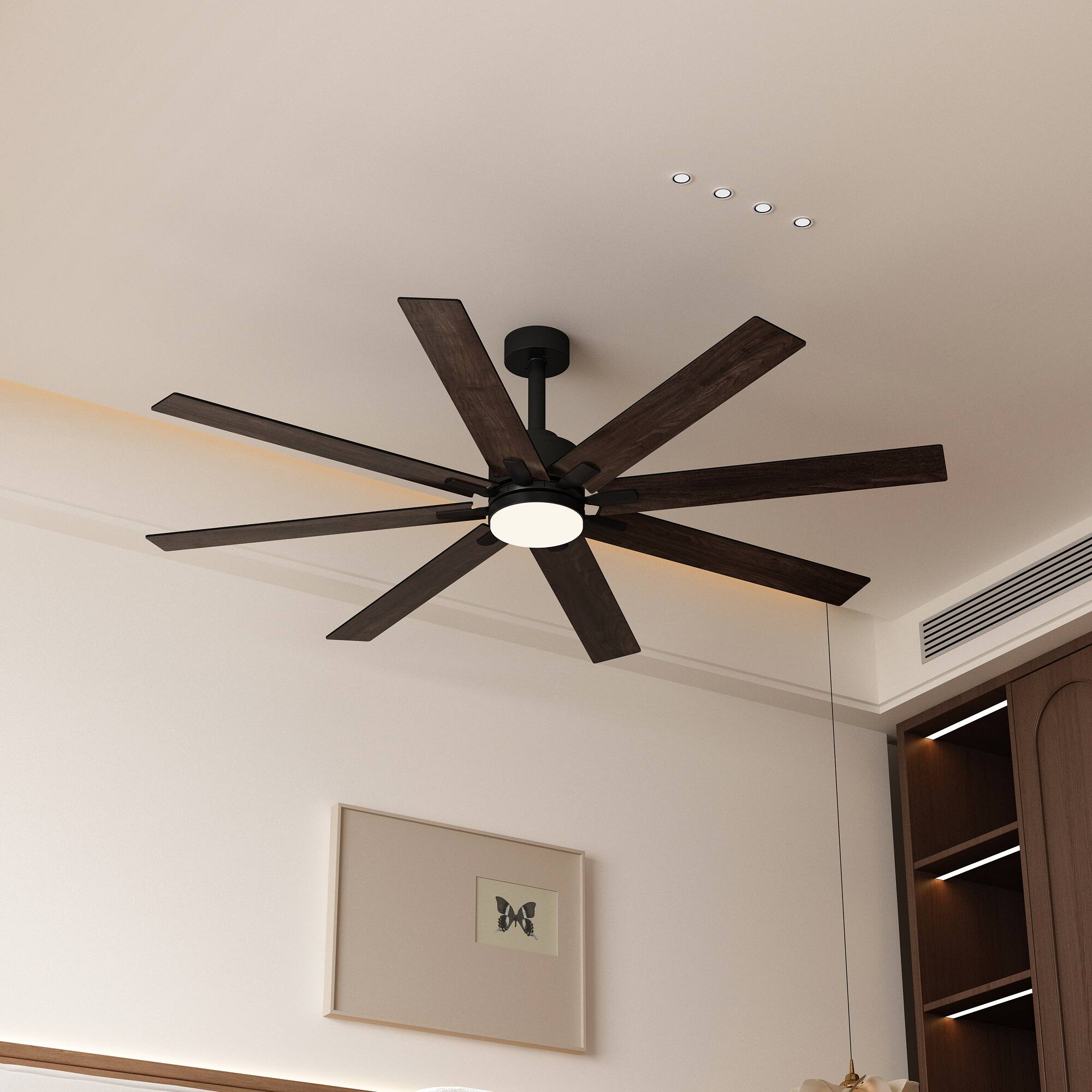 Alt View 1. Famapy - Famapy 8 - Blade Ceiling Fan: LED Light, Reversible & 6 - Speed Quiet - Black.